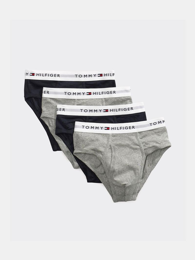 Férfi Tommy Hilfiger Pamut classics brief 4pk Briefs Szürke Sötétkék | HU 1322CTV